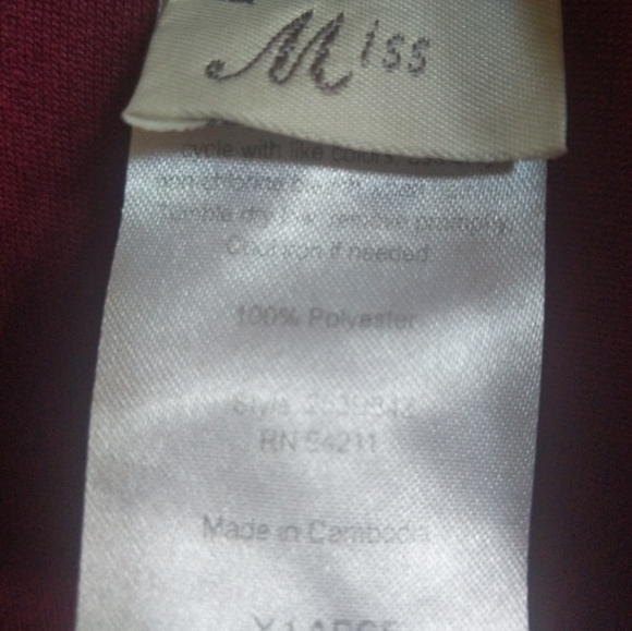 Long Velvet Robe Women Size XL Vintage 70s Floral Trim California Miss Burgundy - Picture 8 of 9